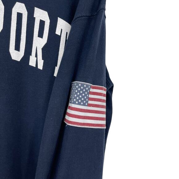 Brandy Melville Newport Navy Blue Crewneck Sweatshirt USA Flag One Size - Picture 3 of 5